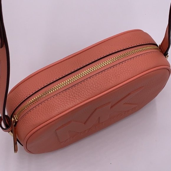 MICHAEL KORS Jet Set Medium Embossed Pebbled Leather Crossbody Bag Sherbert - Picture 13 of 16